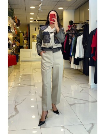 Miarte Bej Leoparlı Cep Ve Kemer Detaylı Takım