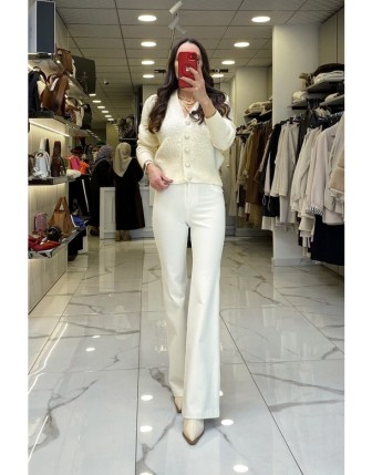 Yusuf Özdemir Beyaz İspanyol Paça Jean