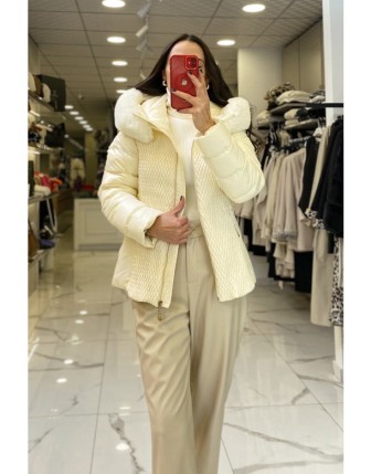 Ekol Ekru Kapüşonlu Şişme Mont 