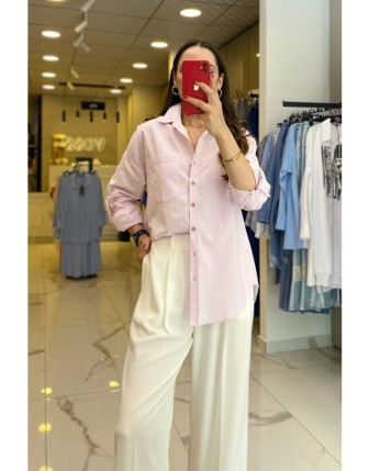Ekol Pembe  Sırtı Ve Önü Düğmeli Cep Detaylı Gömlek