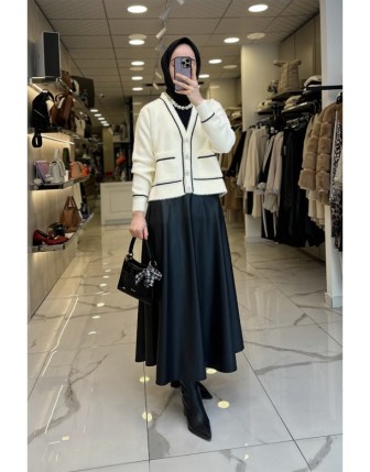 Vosse Ekru Düğmeli Angora Hırka