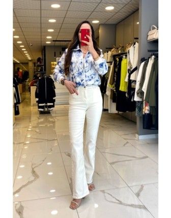 Ekol Ekru Tek Düğmeli Kot Pantolon