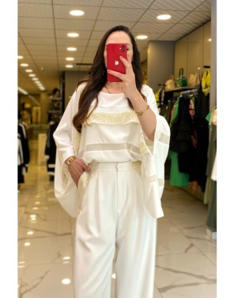 Mianotte Ekru Payetli Bluz