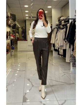 Yusuf Özdemir Kahverengi Deri Pantolon 