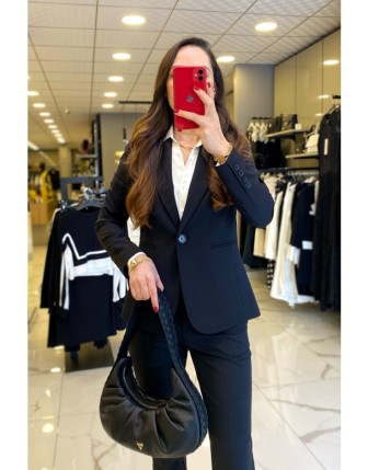 Ekol Siyah Tek Düğmeli Cep Detaylı Blazer Ceket