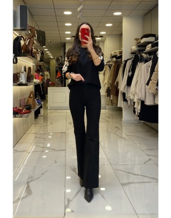 Yusuf Özdemir Siyah İspanyol Paça Jean