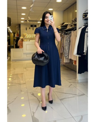 Ekol Laciveert Cep Detaylı Fermuarlı Elbise