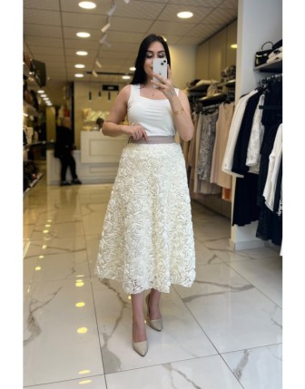 Mianotte Ekru Güllü Etek