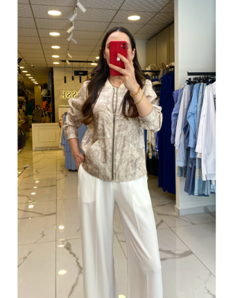 On Fashıon Kum Fermuarlı Cep Detaylı Jakarlı Ceket