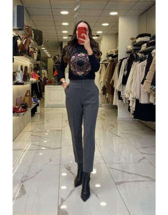 Yusuf Özdemir Gri Çift Düğmeli Pantolon