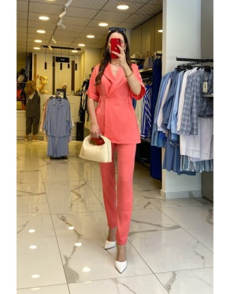 Ekol Somon  Beli Lastikli Düğme Detaylı Takım