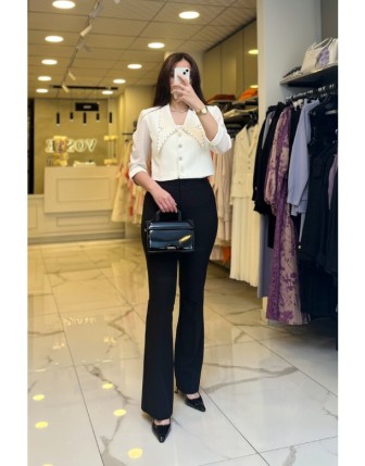 Ekol Ekru Taşlı Organize Ceket 