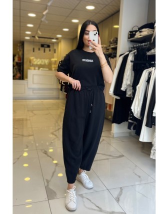 Vosse Siyah Beli Lastikli Eşofman 