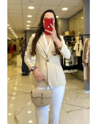 Ekol Kum Tek Düğme Detaylı Cepli Blazer Ceket