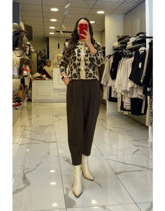 Yusuf Özdemir Kahverengi Beli Lastikli Pantolon 