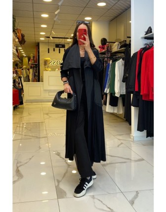 Mascara Siyah Şal Yaka Kolları Sim Detaylı Ceketli Takım