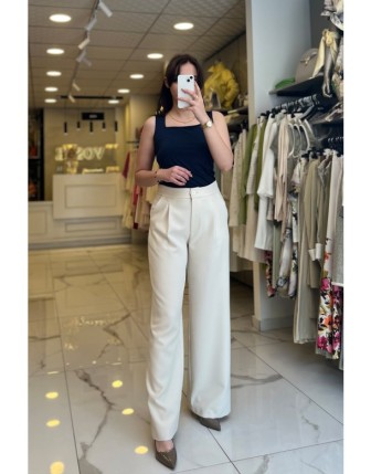 On Fashıon Bej Pileli Palazo Pantolon 